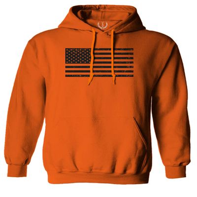 0023. United States of America Vintage American Flag USA us Military Patriotic Style Sweatshirt Pullover Hoodie (Orange X-Large)