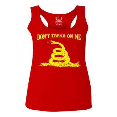 0024. American Don't Tread ON ME Military Combat United State Patriotic Style Women's Tank Top Racerback (Red, X Small)