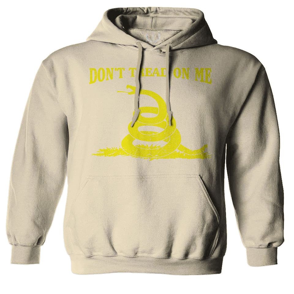 0024. American Don't Tread ON ME Military Combat United State Patriotic Style Sweatshirt Pullover Hoodie (Beige X-Large)