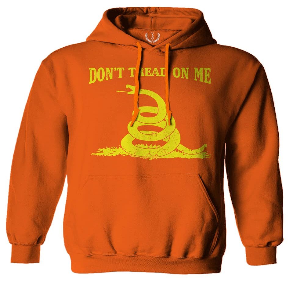 0024. American Don't Tread ON ME Military Combat United State Patriotic Style Sweatshirt Pullover Hoodie (Orange, Medium)