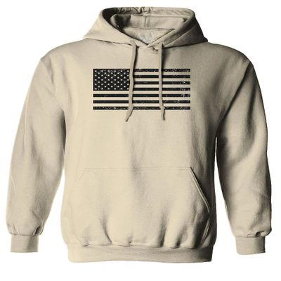 0023. United States of America Vintage American Flag USA us Military Patriotic Style Sweatshirt Pullover Hoodie (Beige, Medium)