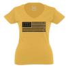 0023. United States of America Vintage American Flag USA us Military Patriotic Style for Women V Neck Fitted T Shirt (Gold Medium) view 1
