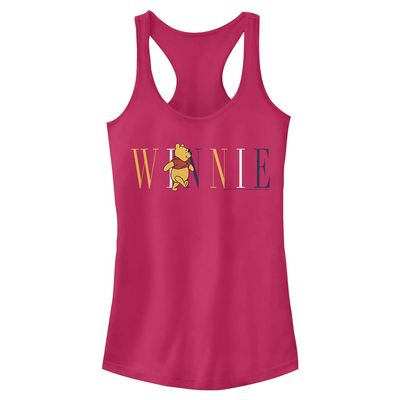 Disney Junior's Winnie Pooh Fashion Slim Fit, Scoop Hem Racerback Tank, Dark Pink, Medium