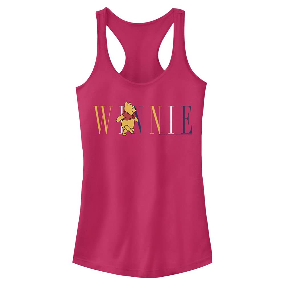 Disney Junior's Winnie Pooh Fashion Slim Fit, Scoop Hem Racerback Tank, Dark Pink, Medium