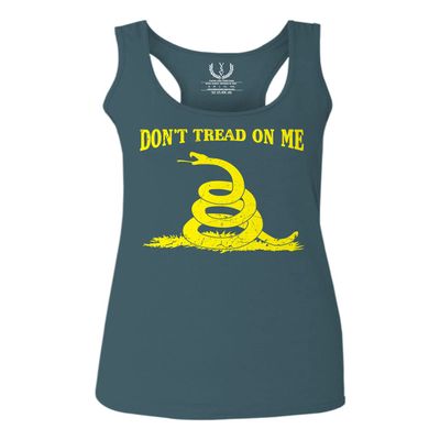 0024. American Don't Tread ON ME Military Combat United State Patriotic Style Women's Tank Top Racerback (Indigo Blue Large)