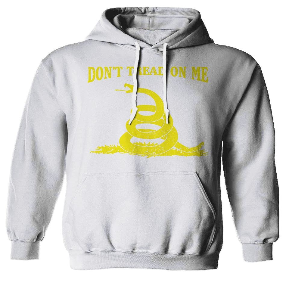 0024. American Don't Tread ON ME Military Combat United State Patriotic Style Sweatshirt Pullover Hoodie (White, Large)