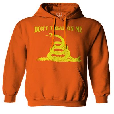 0024. American Don't Tread ON ME Military Combat United State Patriotic Style Sweatshirt Pullover Hoodie (Orange, Large)