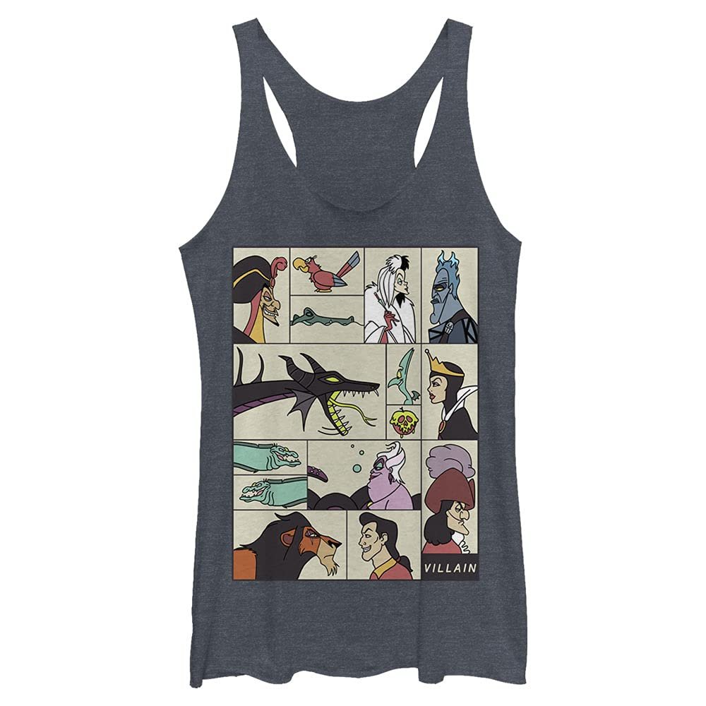 Disney Junior's Villains VILLIANOUS Tri-Blend Racerback Layering Tank, Navy Blue Heather, Small