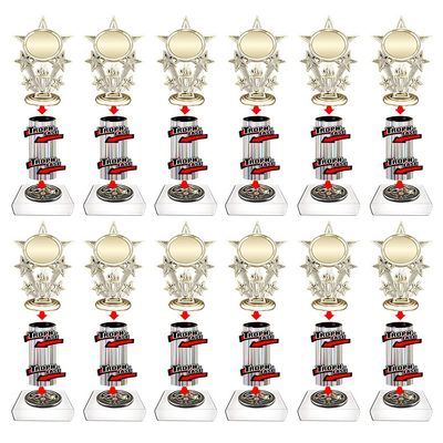 TROPH-Ease Silver Fluted Single Column Trophy Part Set 12 Pack (12 Inch Trophy)