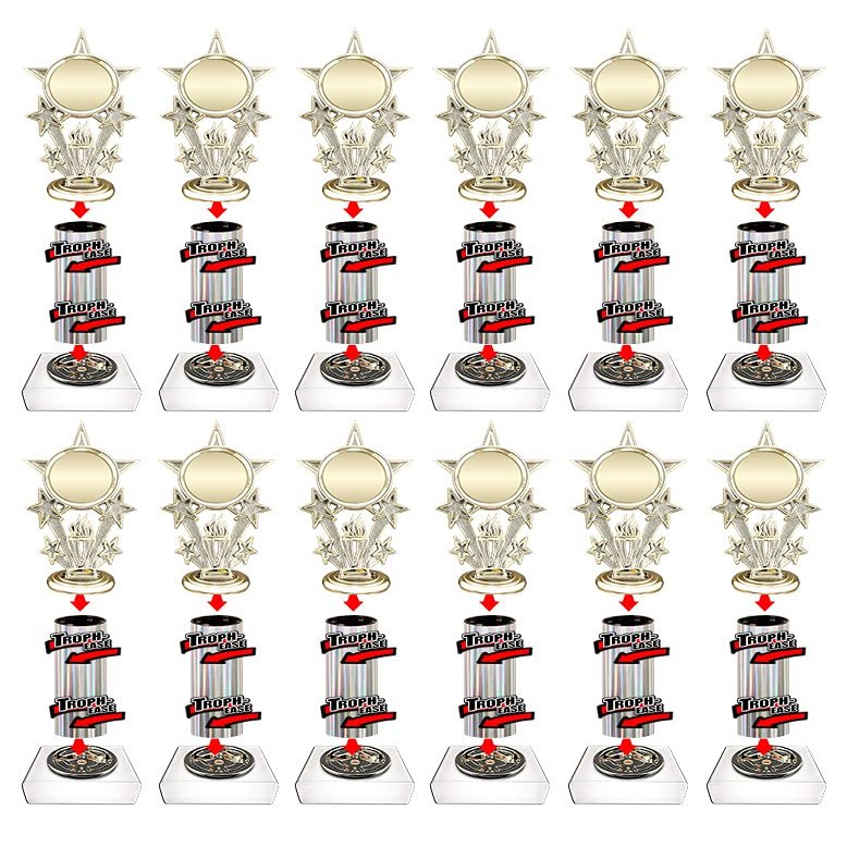 TROPH-Ease Silver Fluted Single Column Trophy Part Set 12 Pack (12 Inch Trophy)