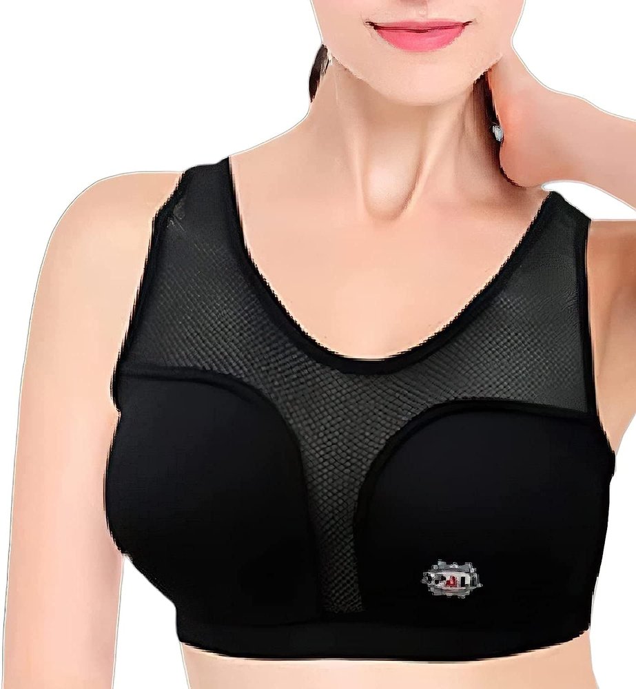 Spall Pro Women Sports Bra  Ladies Chest Protector with Chest Guards & Workout Bra Black