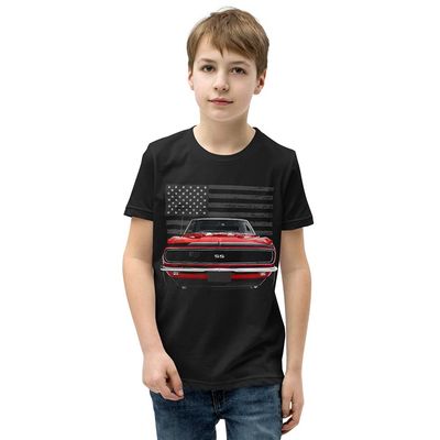 1968 Red Camaro SS Muscle Car Youth Short Sleeve T-Shirt