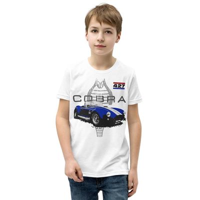 AC high-Performance Pony car Cobra Muscle Car Youth Short Sleeve T-Shirt White