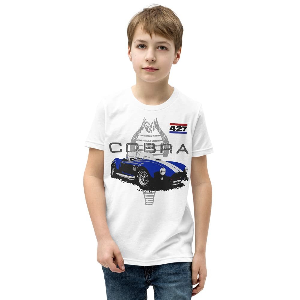 AC high-Performance Pony car Cobra Muscle Car Youth Short Sleeve T-Shirt White