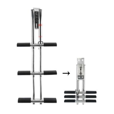 JLXJ Telescoping Boat Boarding Ladder, 3 Step Marine Boat Dive Ladder, Stable Swim Step Dual Vertical Telescopic Drop Ladder, Transom Mounting