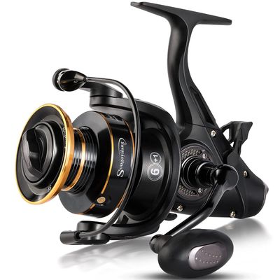 Sougayilang Bait Feeder Spinning Reels,33Lbs Drag Carp Fishing Reel Front and Rear Drag System, Freshwater Fishing Reel for Live Liner Bait Fishing for Catfish Fishing