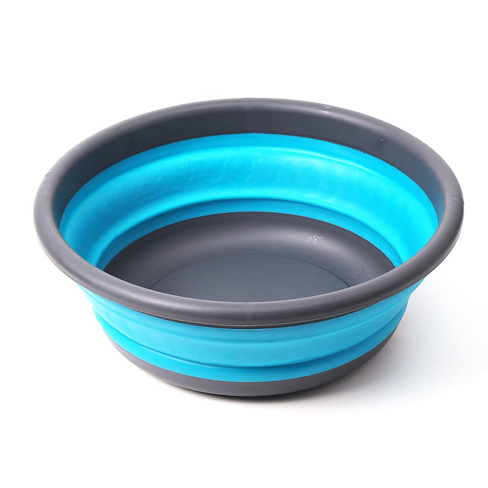 Collapsible Portable Wash Basin Dishpan 5L Kitchen Dish Pans Washing Basin Foldable Wash Dish Tub for Camping Supplies, Marine, Camper Accessories for Travel Trailers (Blue)