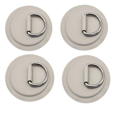 4 Pieces Gray Pad/Patch D Rings for PVC Inflatable Boat Canoe Raft Stainless Steel D-Ring Dinghy Kayak Surfboard Paddle Board(Gray)
