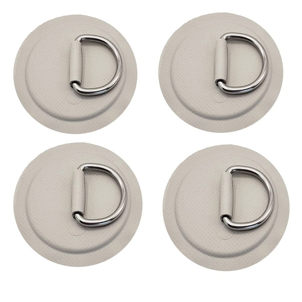 4 Pieces Gray Pad/Patch D Rings for PVC Inflatable Boat Canoe Raft Stainless Steel D-Ring Dinghy Kayak Surfboard Paddle Board(Gray)