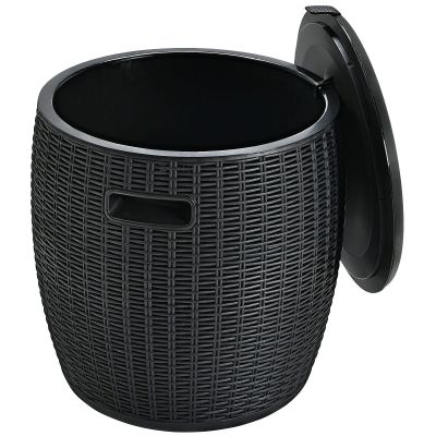 Black 4 in 1 Design 12 Gallon Ice Cooler Cocktail Side Table Storage Box Stool All-Weather Ice Bucket Drainage Hole with Plug Suitable for Poolside Party Barbecue Camping Hiking Family Gathering