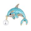Happyyami Dolphin Brooch Men Women Pearl Breastpin Animal brooches pin Rhinestones Clothing Accessories Birthday Corsage Jewelry (Blue) view 1
