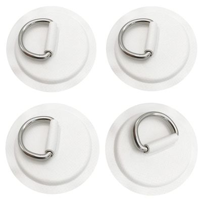 4 Pieces White Pad/Patch D Rings for PVC Inflatable Boat Canoe Raft Stainless Steel D-Ring Dinghy Kayak Surfboard Paddle Board