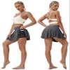 BUBBLELIME 5"/19"/26" XXS-XL Women's UPF 50+ Adjustable Running Skort - Pleated Skirt_SHADOWCHARCOAL Large-5" Inseam(1) view 4