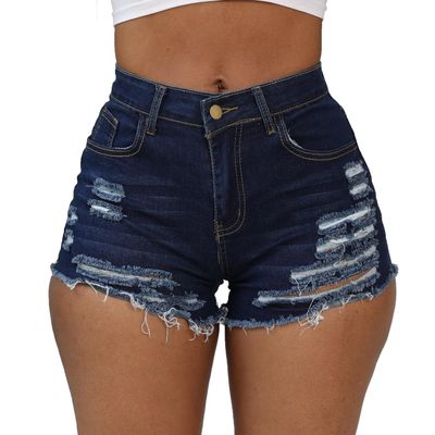 Weigou Women Jean Short Ripped Hot Shorts Comfy Stretchy Women Fringed Denim Shorts (Blue(1), S, s)