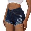 Weigou Women Jean Short Ripped Hot Shorts Comfy Stretchy Women Fringed Denim Shorts (Blue(1), S, s) view 4