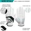 FINGER TEN Golf Gloves Men Left Hand Right with Ball Marker Pack, Mens Leather Golf Glove All Weather Grip, Fit Size Small Medium ML Large XL (White(Men Gloves), X-Large(Worn On Right Hand)) view 3
