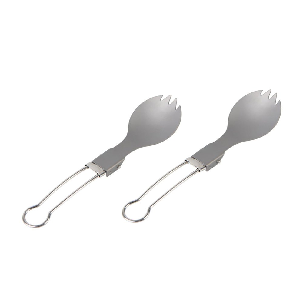 2pcs Lightweight Folding Sporks for Camping Outdoor Dining Portable Multi-use Utensils Spoon Fork for Picnics Hiking and Travel