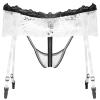 Alvivi Mens Sissy Lingerie Crossdressing Skirted Panties Low Rise T-Back G-String Briefs with Garter Belt White One Size view 2
