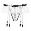 Alvivi Mens Sissy Lingerie Crossdressing Skirted Panties Low Rise T-Back G-String Briefs with Garter Belt White One Size view 3