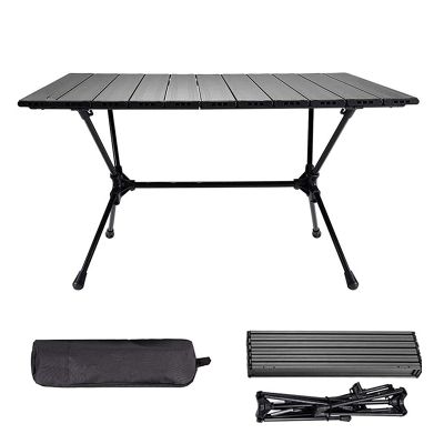 BaiTTang Portable Aluminum Folding Table Outdoor Picnic Table with Carrying Bag, Manually Adjustable Table Height, Ideal for Outdoor Hiking BBQ Camping Fishing