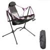 BaiTTang Folding Swing Chair - Free Rocking, Support up to 330lbs, Outdoor Camping Recliner Low Chair with Pillow with Carry Bag, for Fishing,Travel, Beach, Picnic (Color : Pink) view 1
