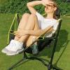 BaiTTang Folding Swing Chair - Free Rocking, Support up to 330lbs, Outdoor Camping Recliner Low Chair with Pillow with Carry Bag, for Fishing,Travel, Beach, Picnic (Color : Pink) view 2