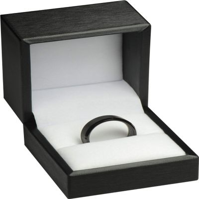 The Jewellery Pak Ring Box for Wedding Proposal Engagement for Men Women Luxury Soft Touch Black PU Leather Ring Jewelry Gift Holder Box