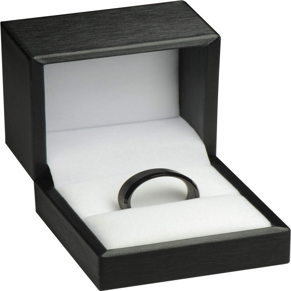 The Jewellery Pak Ring Box for Wedding Proposal Engagement for Men Women Luxury Soft Touch Black PU Leather Ring Jewelry Gift Holder Box