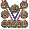 10 Pack of Principal's Award Gold Medals Trophy Award with Neck Ribbons MA view 1