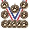10 Pack of Mascot Paw Print Gold Medals Trophy Award with Neck Ribbons MA view 1