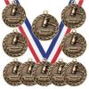 10 Pack of Student Council Gold Medals Trophy Award with Neck Ribbons MA view 1