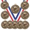 10 Pack of Writing Gold Medals Trophy Award with Neck Ribbons MA view 1