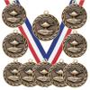 10 Pack of Scholastic Lamp of Knowledge Gold Medals Trophy Award with Neck Ribbons MA view 1