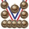 10 Pack of Social Studies Gold Medals Trophy Award with Neck Ribbons MA view 1