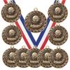 10 Pack of Participant Participation Gold Medals Trophy Award with Neck Ribbons MA view 1