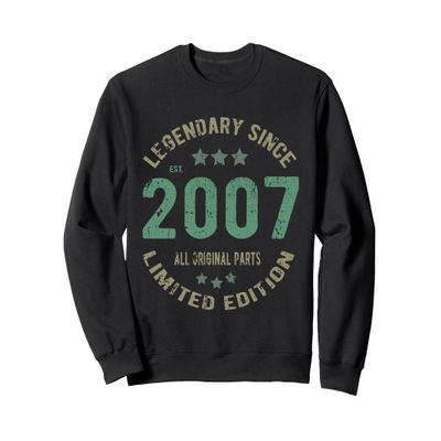 19 Year Old Bday Legend Since 2007 - Vintage 19th Birthday Sweatshirt