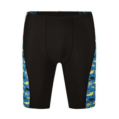 DEVOROPA Boys' Splice Swim Jammers Youth Competitive Swim Team Suit Quick Dry Athletic Swimming Shorts UPF 50+ Black-Ocean M