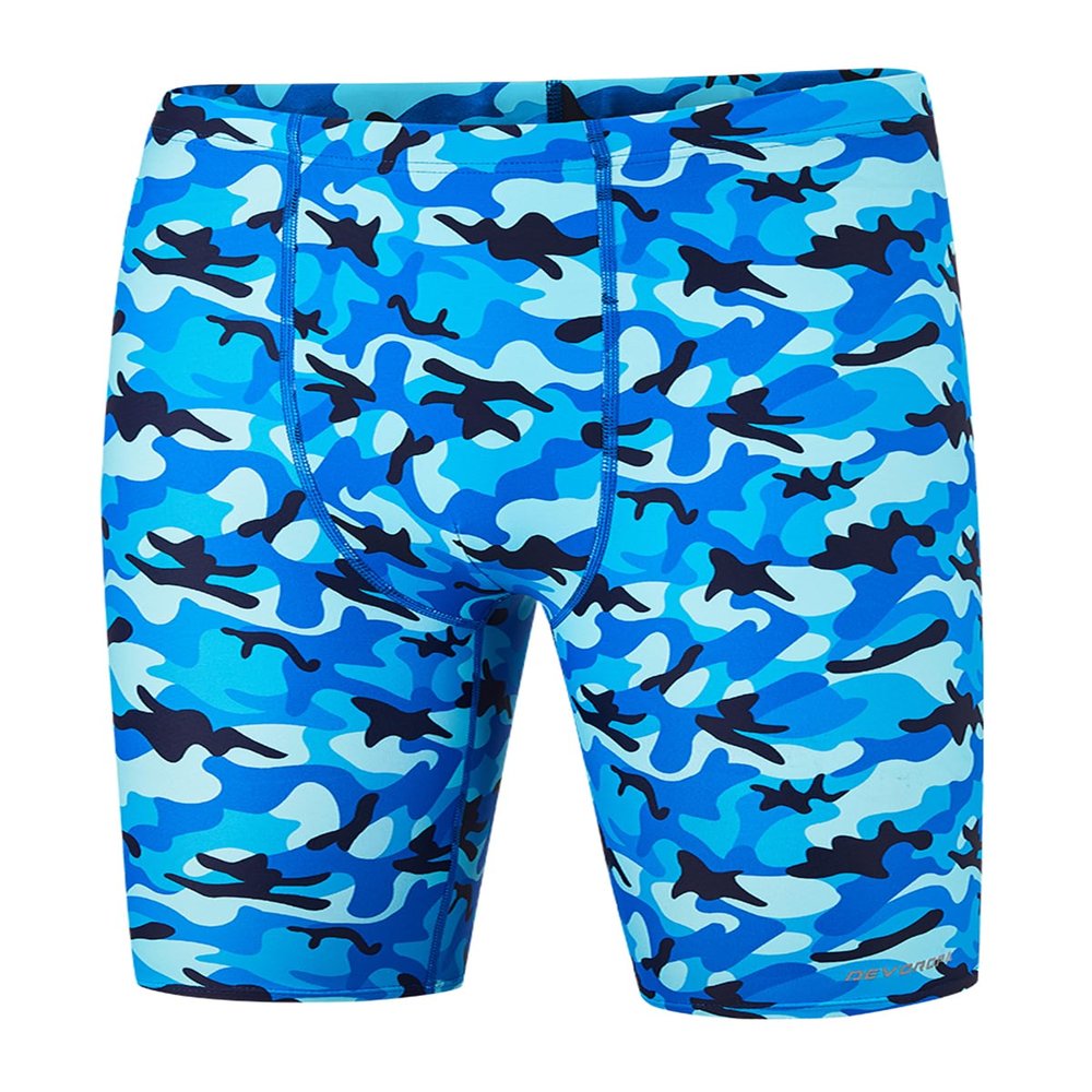 DEVOROPA Boys' Swim Jammers Youth Competitive Swim Team Suit Quick Dry Athletic Swimming Shorts UPF 50+ Wave Pattern M