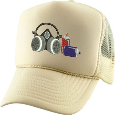 ALLNTRENDS Adult Trucker Hat Spray Paint Embroidered Baseball Cap Adjustable Snapback Cool Graphic Hats (Ivory)
