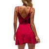 CASURESS Women Dress Summer V Neck Mini Floral Print Swing Dress Sleeveless Spaghetti Strap Skater Dresses with Belt (Small, Red, s) view 2